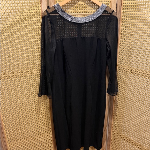 Alex Evenings Black Dress with Silver Collar - Picture 1 of 3